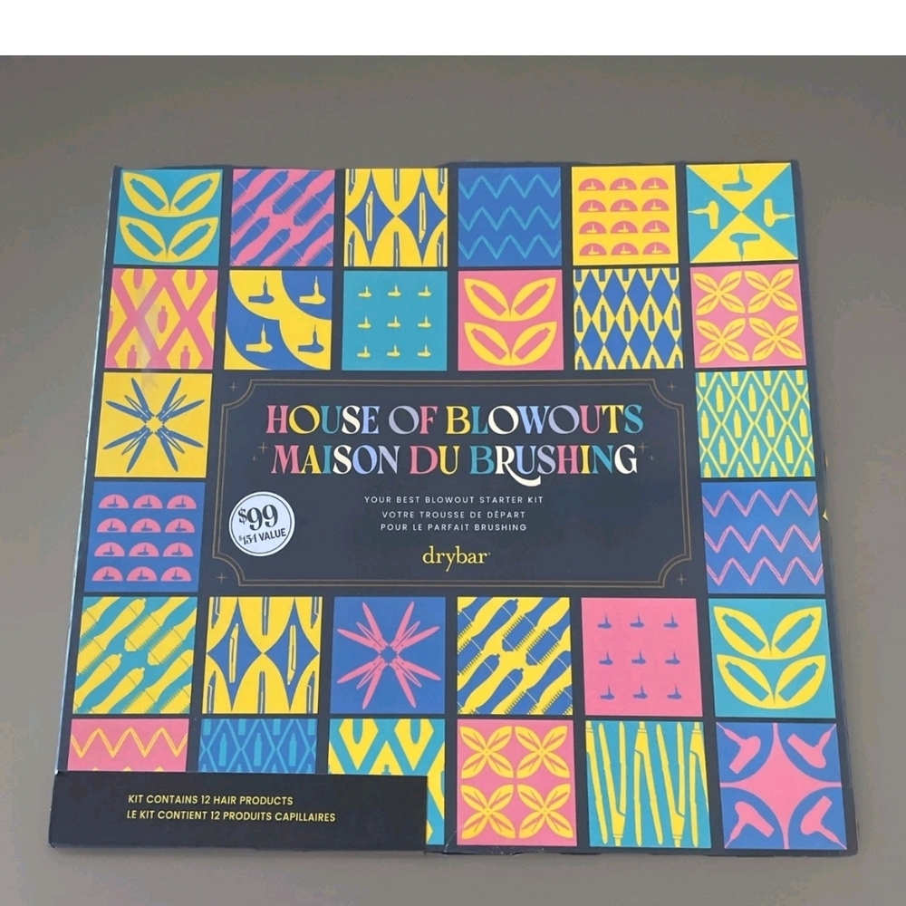 Drybar Box with Yellow, Pink, Blue, Teal Accents